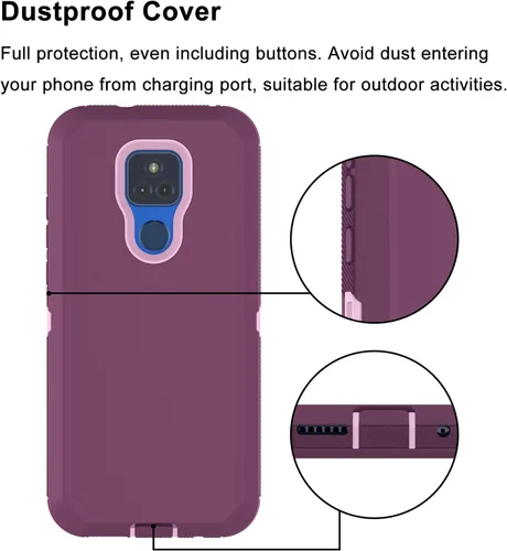Vista 4 de Funda para Moto G Play, resistente armadura resistente contra caídas, a prueba de golpes, cubierta de plástico duro, parachoques de goma, funda