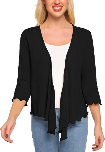 Vista 3 de SATINIOR Cárdigan de nudo bolero transparente para mujer, ligero con mangas de encaje 34