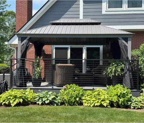 Vista 30 de PURPLE LEAF - Gazebo para exteriores de 10 x 12 pies, con sistema de drenaje