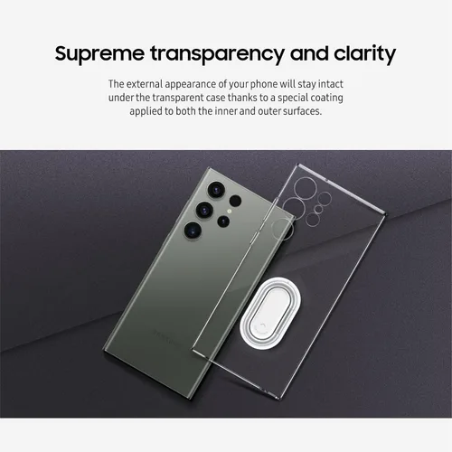 Vista 4 de Samsung Funda protectora para Galaxy S23 Ultra Clear Gadget con empuñadura, soporte, material premium, soporte desmontable para accesorios, versión