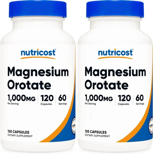 Vista 7 de Nutricost Cápsulas de orotato de magnesio 1000 mg, 120 cápsulas - 60 porciones, 500 mg por cápsula, sin OMG, sin gluten