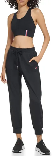 Vista 4 de Tommy Hilfiger Pantalones deportivos de poliéster reciclado con bolsillos inclinados en la cintura elástica y cordón ajustable para mujer