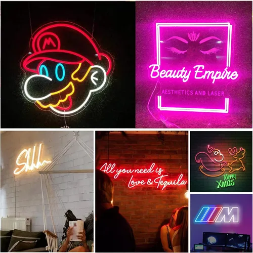 Vista 2 de Letreros de neón personalizados, letrero de neón LED personalizable para decoración de pared, letrero de nombre de neón personalizado para regalos