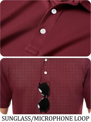 Vista 4 de TACVASEN Camisa de golf para hombre Dry Fit Polo de manga corta de rendimiento Polos de golf para hombres con cuello camisas de trabajo