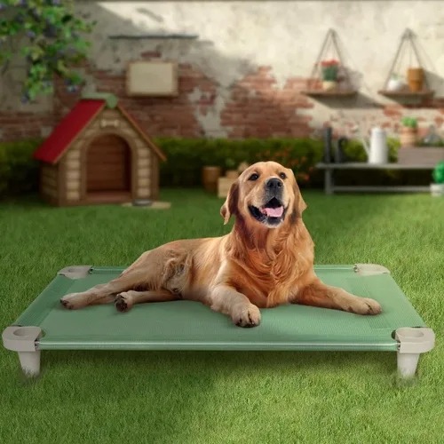 Vista 3 de Acrimet Cama elevada para perros y mascotas, cuna de malla lavable y transpirable, marco de acero inoxidable, uso en interiores y exteriores, se