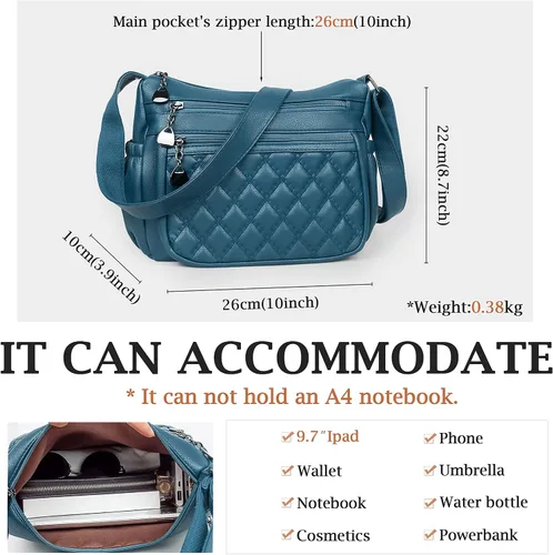 Vista 4 de Bolso cruzado para mujer, bolso de hombro suave de piel sintética, bolso mediano y espacioso, bolso de mano de moda con asa superior