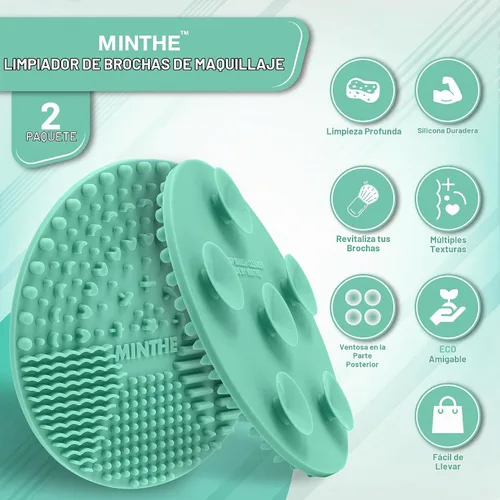 Vista 2 de MINTHE Alfombrilla limpiadora de brochas de maquillaje Paquete de 2 Almohadilla de limpieza de maquillaje de silicona