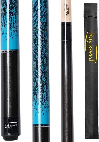 Vista 23 de 58" Pool Cue Low Deflection Billiard Cue 12.5mm Tip FPB-Negro+Azul