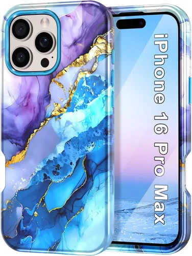 Vista 22 de Btscase Funda para iPhone 16 (2024), [probada en caídas de grado militar] Diseño de patrón de mármol delgado, resistente, a prueba de golpes