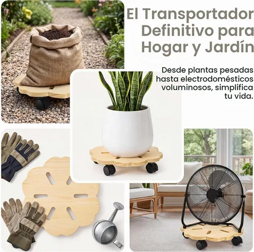 Vista 5 de Paquete de 2 organizadores para plantas con ruedas, soporte