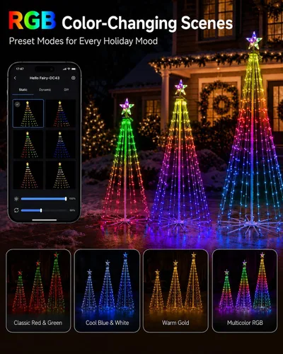 Vista 3 de Probro 3 luces inteligentes para árbol de Navidad para exteriores, 4 pies