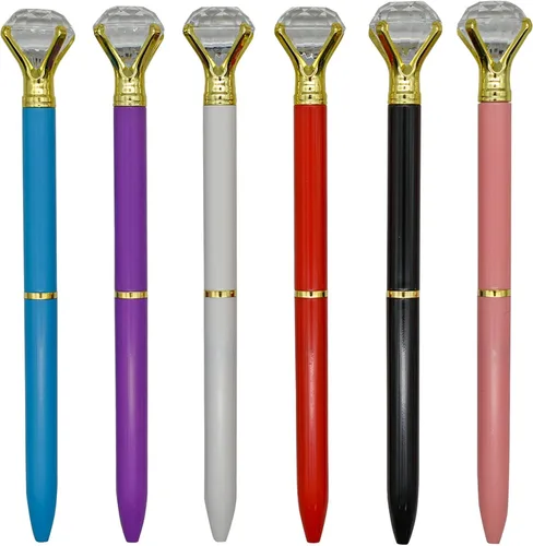 Vista 10 de Maydahui 12 bolígrafos de metal con diamantes grandes retráctiles, brillantes, para bodas, despedidas de soltera, fiestas