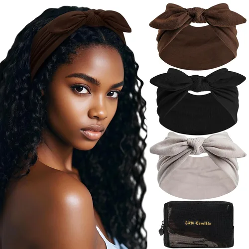Vista 13 de S&N Remille Diademas Anchas para Mujeres, Banda para el Cabello Grande, Diadema Elástica Antideslizante con Nudo Trenzado, Accesorios para Yoga