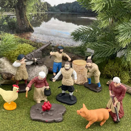 Vista 6 de Safari Ltd. Jamestown Settlers TOOB - 10 figuras: marinero, jardinero, herrero, colonos, John Smith, pollo, cerdo, cañón - Figuras de juguete