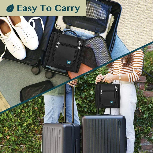 Vista 7 de PAVILIA - Bolsa de aseo para viaje para mujeres y hombres, organizador cosmético colgante, bolsa de maquillaje resistente al agua para accesorios