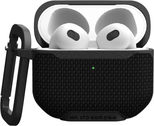 Vista 3 de UAG - Funda diseñada para AirPods (3ª generación 2021) Metropolis Ballistic ARMR negro, funda protectora resistente compatible con carga MagSafe