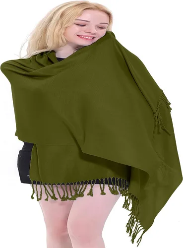Vista 6 de CJ Apparel Solid Color Tassels Design Nepalese Shawl Seconds Scarf Wrap Stole Throw Head Wrap Pashmina Hand Made in Nepal New