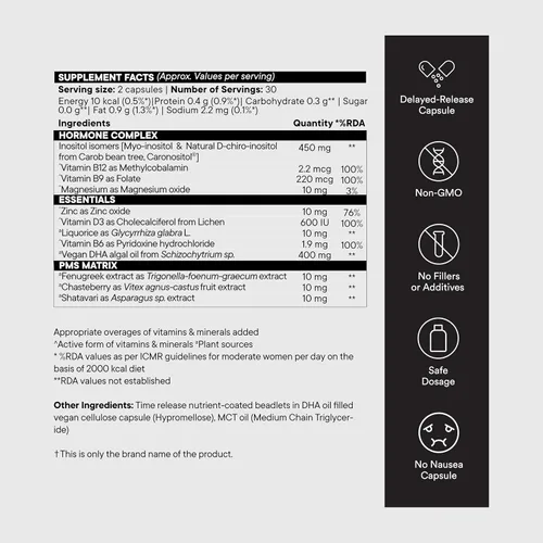 Vista 6 de Wellbeing Nutrition PCOS Supplement for Women Caronositol, Myo-inositol, Vitamins Balance Hormones, Regularize Periods, Reduce Acne & Facial