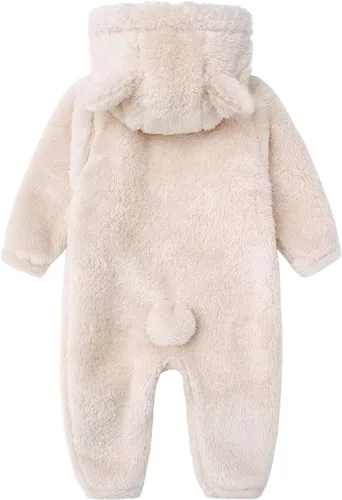 Vista 2 de CAHL&FAUO Traje de nieve para recién nacido, con diseño de oso de dibujos animados, mameluco de forro polar con capucha