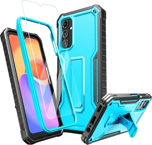 Vista 7 de FITO Funda para Samsung Galaxy A14 5G, doble capa a prueba de golpes resistente para teléfono Samsung A14 con protector de pantalla de vidrio