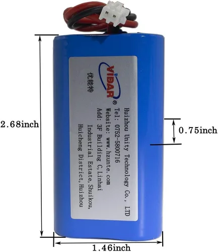 Vista 2 de VIDAR Batería recargable de iones de litio 7.4V 2600mAh Batería de iones de litio de alta capacidad con JST PH2.54/2P Plug-in (personalizable)