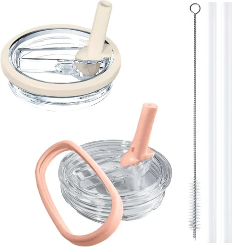 Vista 11 de Stanley - Paquete de 2 tapas abatibles con popote Stanley, a prueba de fugas, accesorios Stanley para vasos Stanley Quencher H2.0 de 40 onzas beige
