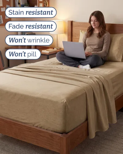 Vista 13 de Extra Deep Twin XL Sheet Set - 3 Piece College Dorm Room - White 01-Blanco