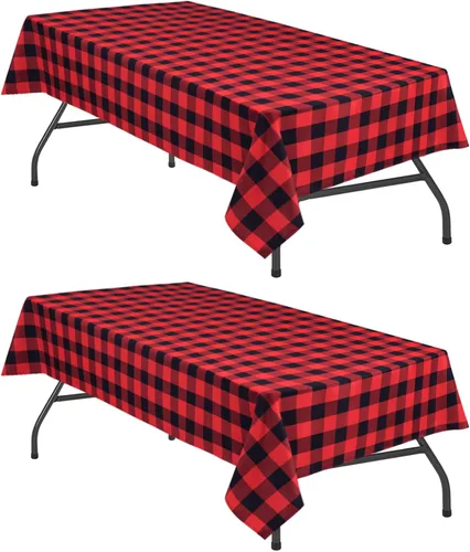 Vista 43 de Hiasan - Mantel cuadrado a cuadros, 30 x 30 pulgadas, tela impermeable y resistente a las arrugas para picnic, cena y fiesta, tela de poliéster