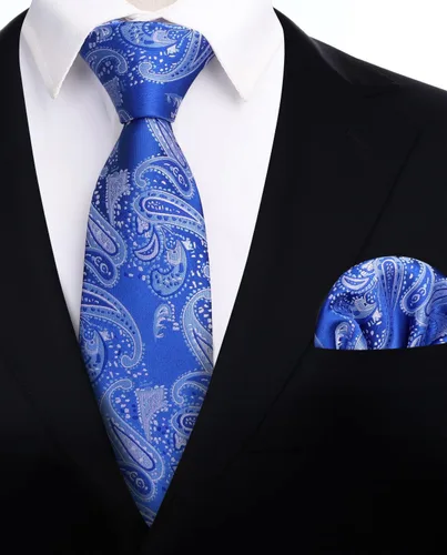 Vista 58 de HISDERN Corbatas para hombre, corbata de cachemira y bolsillo cuadrado tejido clásico floral para hombre, corbata de fiesta de boda