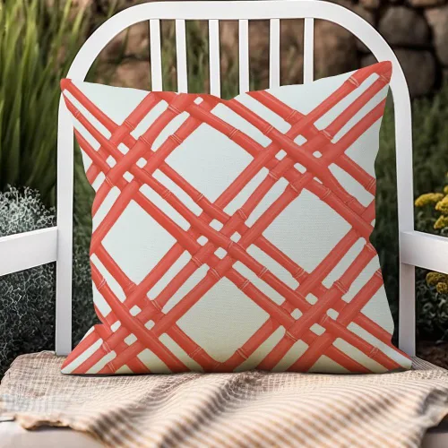 Vista 3 de ArogGeld Summer House - Funda de cojín geométrica naranja y roja, fundas de almohada decorativas para el hogar, de doble cara, para sofá