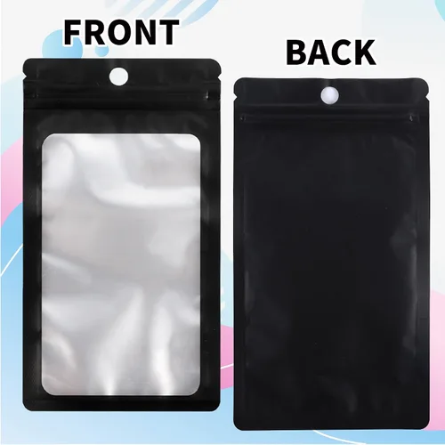Vista 6 de 100 bolsas pequeñas de sampale (3.1 x 5.5 pulgadas), bolsas resellables a prueba de olores con ventana transparente, bolsa de recuerdo de fiesta