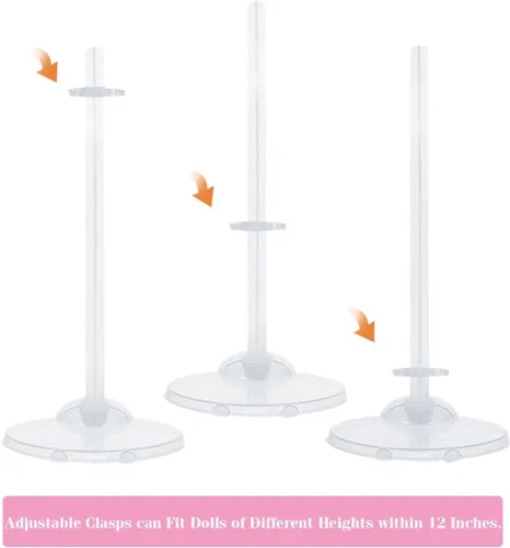 Vista 6 de 10 soportes ajustables para muñecas, soporte transparente para figura