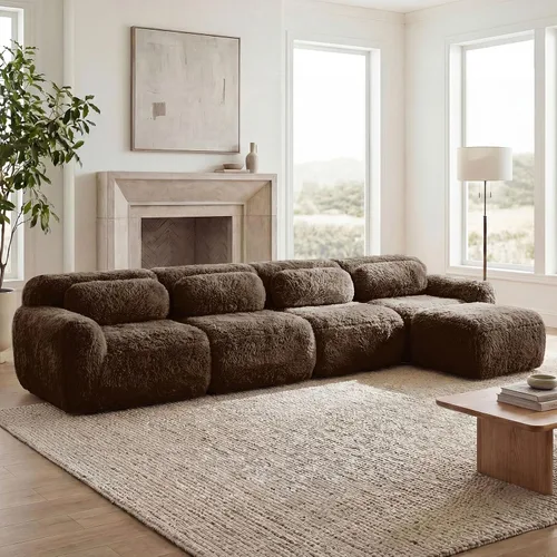 Vista 104 de Sofás seccional modular de 80" sin huesos modernos para sala de estar, juego de sofás comprimidos de 2 plazas con asiento profundo, sin necesidad