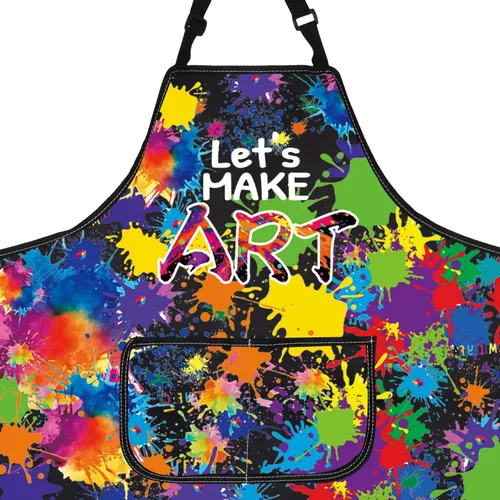 Vista 2 de PXTIDY Delantal de artista para amantes del arte, delantales de pintor, regalo para profesores y estudiantes para amantes de la pintura