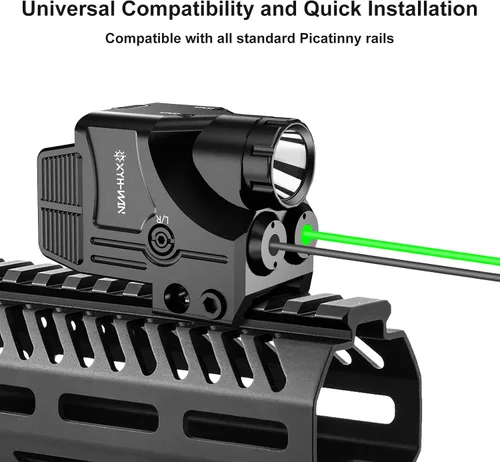 Vista 4 de XYH-Win 600 lúmenes luz táctica para arma con mira láser verde/IR, luz para pistola con función estroboscópica/constante, mira láser de doble