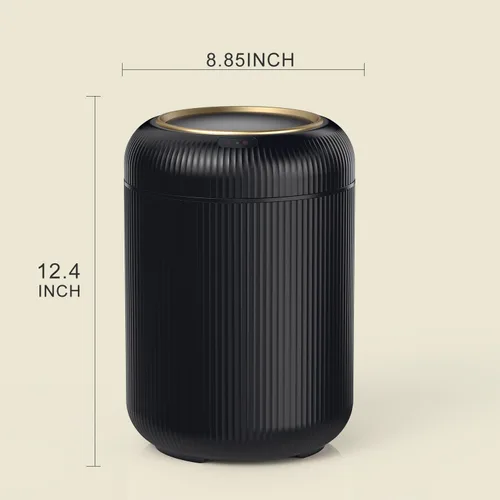 Vista 6 de Cubo de basura de baño con sensor de movimiento con tapa, cubo de basura automático de 3 galones/11 litros, cubo de basura negro inteligente, cubo
