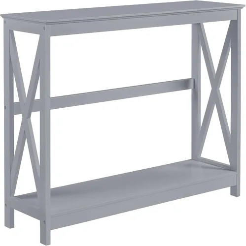 Vista 11 de Topeakmart Sofá consola, mesa de entrada de 2 niveles con estante de almacenamiento, mesa de sofá estrecha para entrada, pasillo, sala de estar