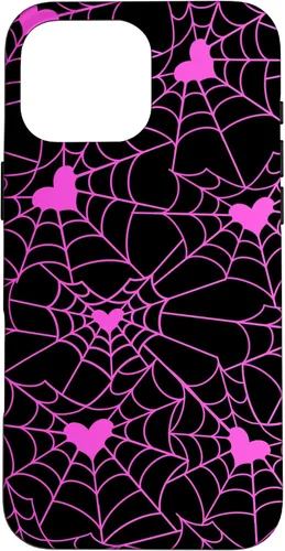 Vista 18 de Carcasa para iPhone 11 con diseño de telaraña, color rosa y negro