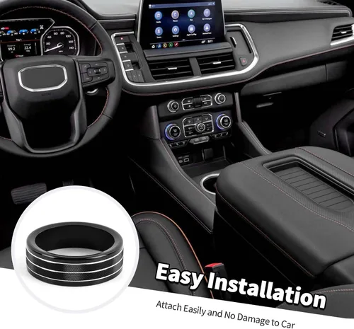 Vista 6 de Para cubierta de perilla Silverado 2019+, consola central botón de volumen de radio, anillo de moldura del aire acondicionado (AC) para Chevy