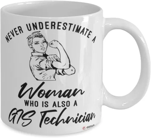 Vista 2 de GIS Technician Taza de café Never Underestimate A Woman Who Is Also A GIS Technician, 11 onzas, color blanco