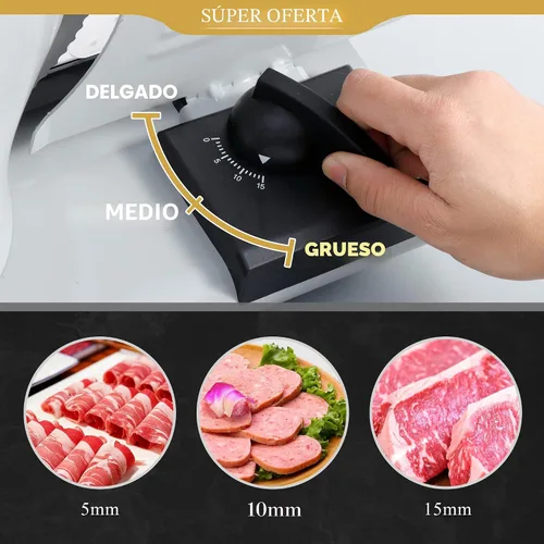 Vista 3 de SUPER DEAL Cortador Eléctrico Premium de Carne para Alimentos - Hoja de Acero Inoxidable de 7.5 Pulgadas para Cocina Hogar, Deli, Carne, Alimentos