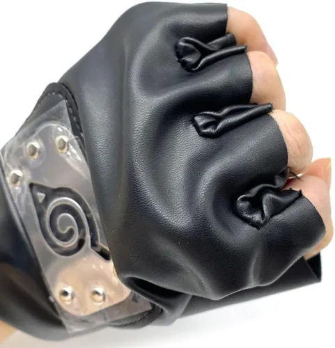 Vista 3 de Ninja star suit anime ninja role-playing mask metal plated scarf and ninja role-playing gloves (black)