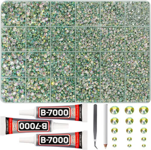 Vista 10 de 11000Pcs Silver Clear Rhinestones Bedazzling Kit, Bedazzled Gems Flatback