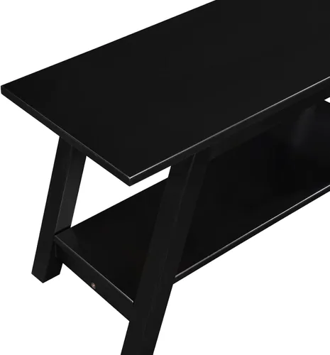 Vista 5 de Roundhill Furniture Elyz - Banco de madera maciza con estante, 36.10 pulgadas de largo, color espresso