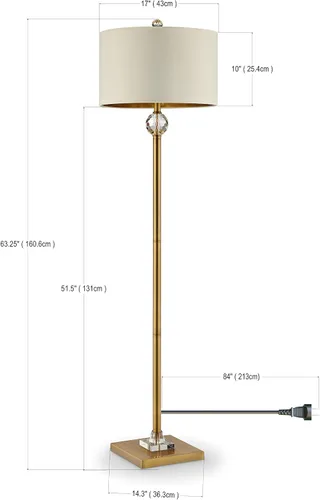 Vista 3 de OK Lighting AZOK5161F Lámpara de pie Perspicio de 63.25 pulgadas de alto, latón