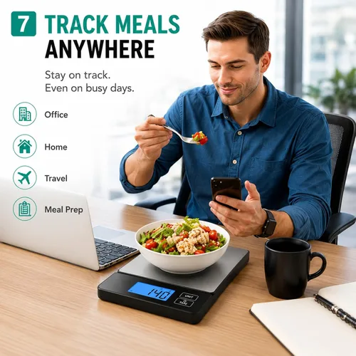 Vista 3 de URAMAZ Básculas inteligentes para alimentos de cocina, báscula digital de alimentos de acero inoxidable en gramos y onzas con aplicación de Multi
