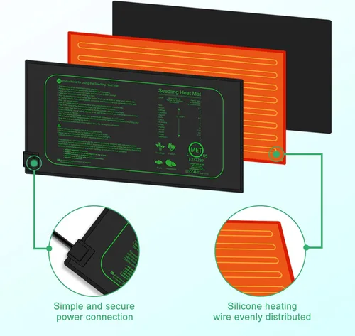 Vista 4 de GYTF Alfombrilla térmica para plántulas de 21W para germinación de semillas, almohadilla térmica impermeable de 10" x 20.75" para germinación