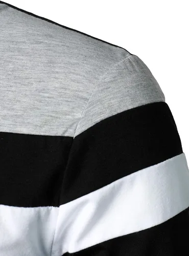 Vista 5 de HOOD CREW Camisa polo de manga larga para hombre casual ajustada de contraste de retazos de algodón