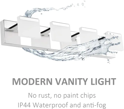 Vista 6 de Ralbay Luces de tocador modernas 4 luces LED modernas para tocador de baño, lámpara de pared sobre espejo