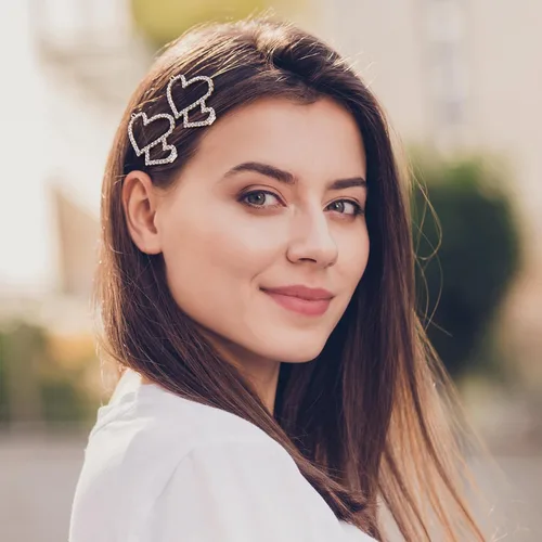 Vista 5 de HINZIC 5 pinzas para el cabello con forma de corazón hueco, estilo bohemio, con cristales brillantes, para San Valentín, accesorios para tocado